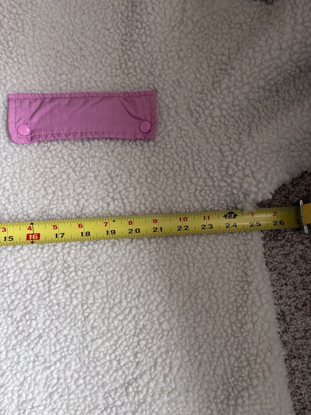 H&M Sherpa Fleece Pullover Jacket Half Snap Ivory with Pink Size M Oversized - Picture 7 of 8